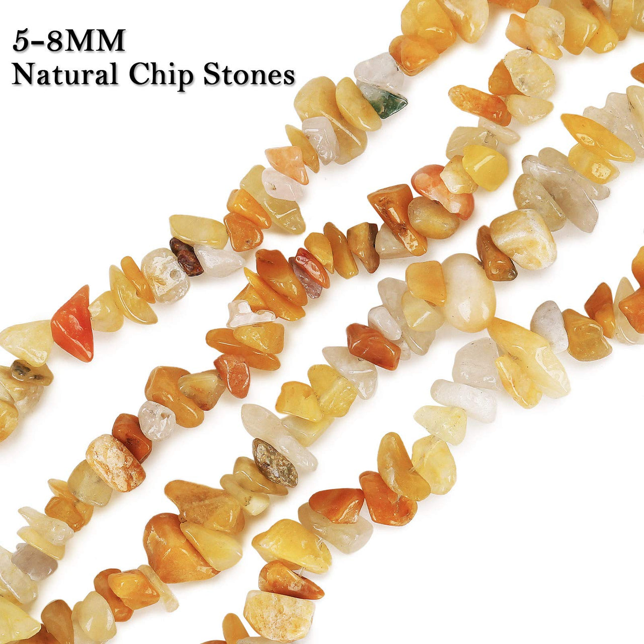 456 PCs Natural Chip Stone Beads, 5-8mm Irregular Multicolor Gemstones Loose Crystal Healing Yellow Aventurine Rocks with Hole for Jewelry Making DIY Crafts