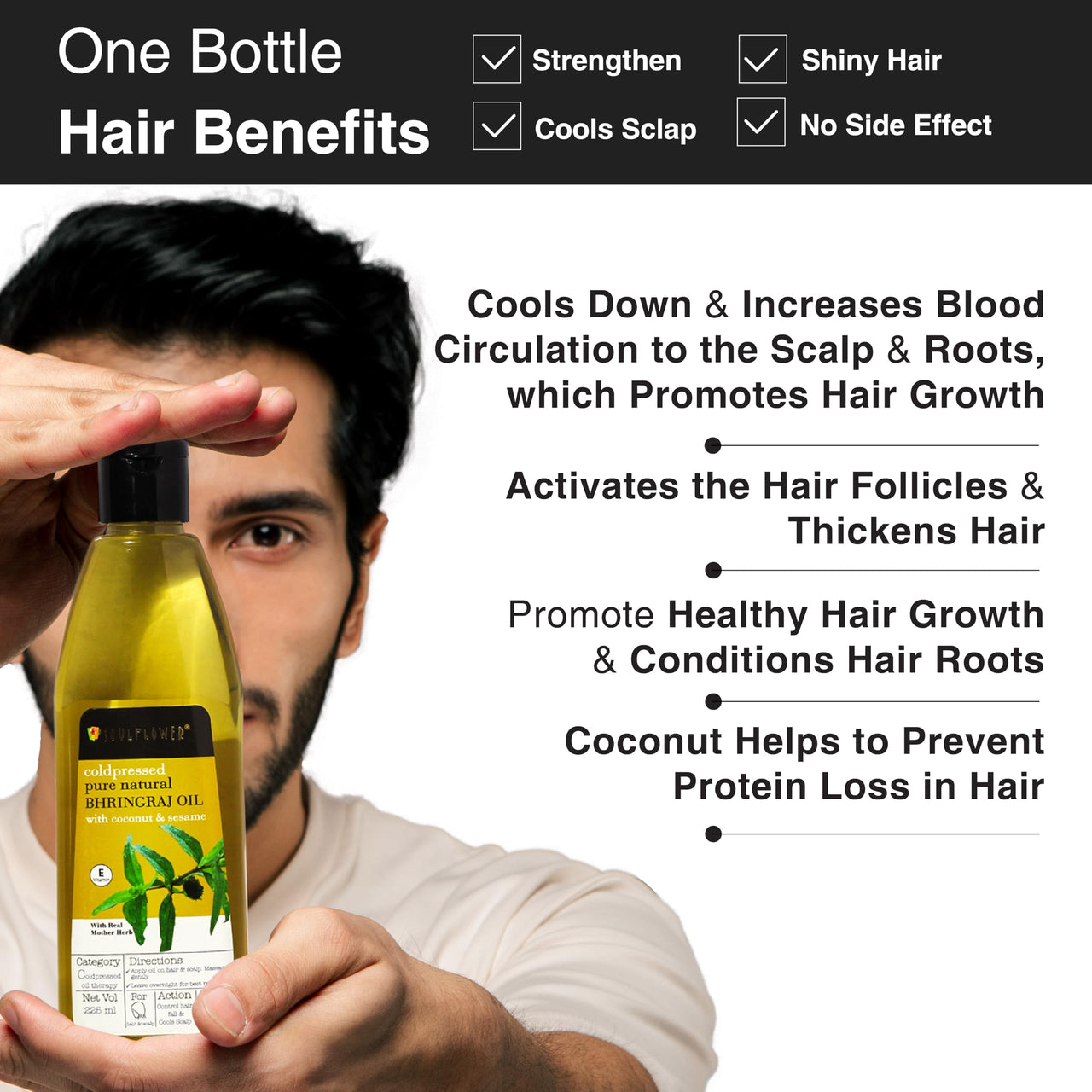 Soulflower Rosemary Lavender and Bhringraj Hair Oil, 225ml Each | Hair Growth, Strengthening & Nourishing Hair Roots | Pure, Natural and Coldpressed Hair Oil - Pack of 2