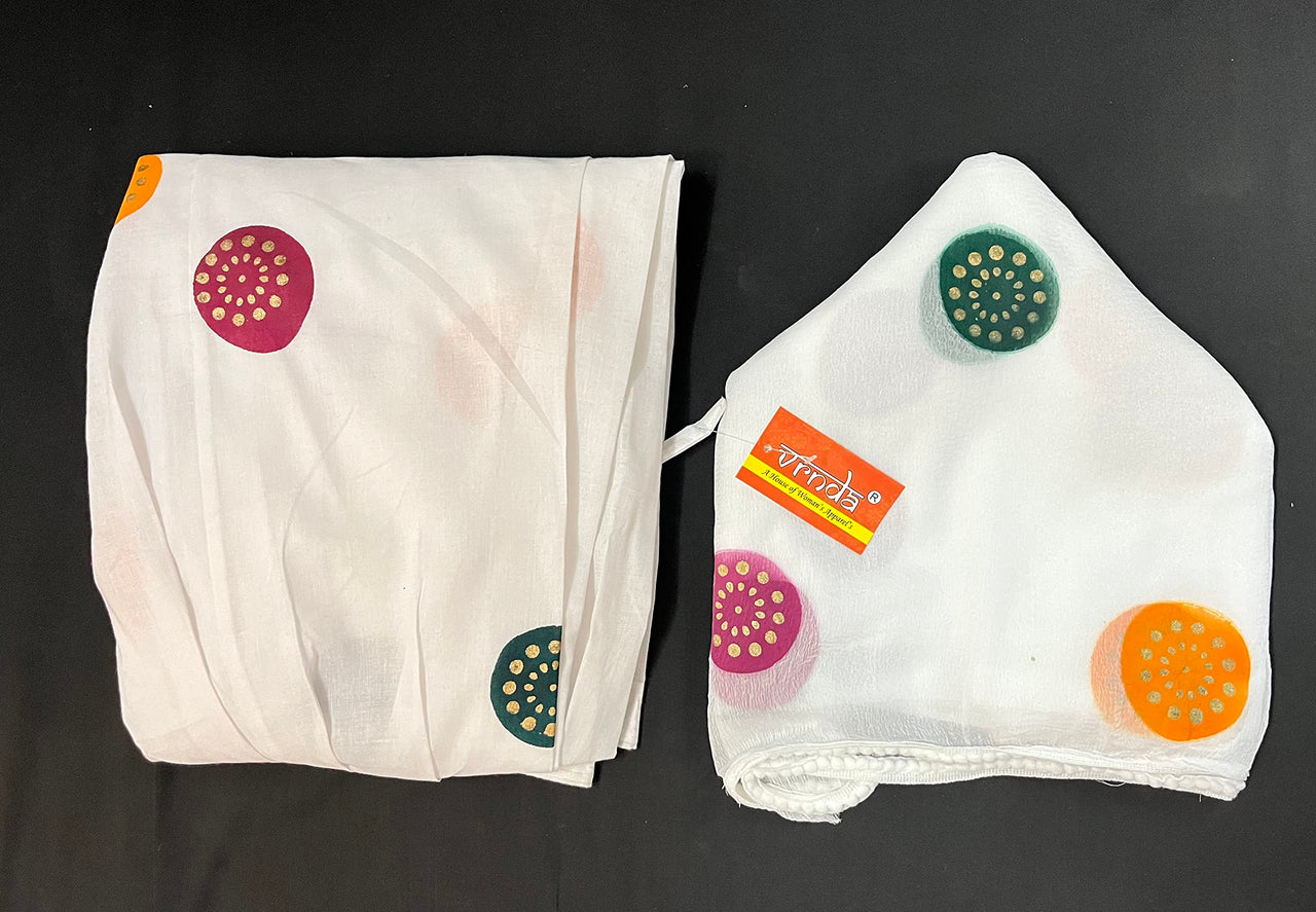 Vrnda Women's  Readymade Casual Cotton Printed Patiala and Dupatta Set (Office Wear (Free size)