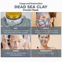 Rey Naturals Dead Sea Clay Face Pack - 200g | Face Clay Mask for Skin Hydration & Detoxification | Minimize Blackheads & Acne | Draws Out Impurities, Dirt & Toxins From Skin