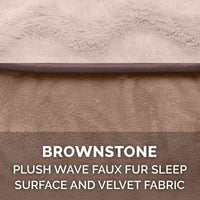 Furhaven Replacement Dog Bed Cover Perfect Comfort Plush & Velvet Waves Sofa-Style, Machine Washable - Brownstone, Large Cover Only 36.0