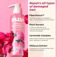 PLIX - THE PLANT FIX Hibiscus Bond Repair Advanced Shampoo for Damaged, Frizzy Hair - 200ml | Repair Hair Molecular Structure | FiberHance & Hibiscus Extract | Men & Women