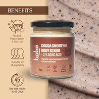 BAKE 2% Kojic Acid Coffee Smoothie Body Scrub For Pigmentation & Strawberry Skin | Tan Removal, Skin Exfoliation & Whitening | For Dark Knees, Elbows & Neck | 150g