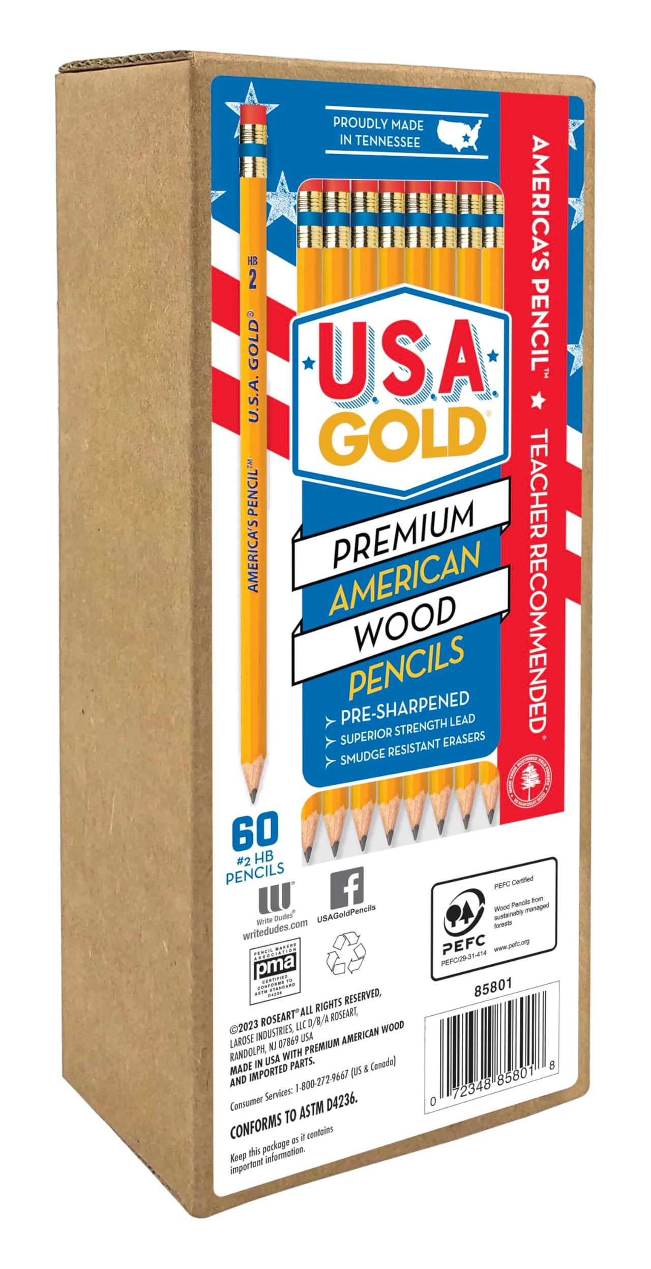 Cra-Z-art U.S.A. Gold Pre-sharpened American Wood Cased #2 HB Yellow Pencils, 60 Pack 1 Count (Pack of 60)