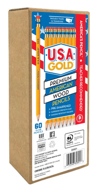 Cra-Z-art U.S.A. Gold Pre-sharpened American Wood Cased #2 HB Yellow Pencils, 60 Pack 1 Count (Pack of 60)