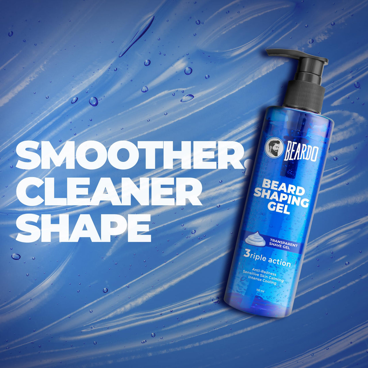 Beardo Beard Shaving Gel, 110ml | 3riple Action Transparent Shaving Gel for Men | Shaving gel with Anti-Redness, Calming, Intense Cooling | Suitable for Sensitive Skin