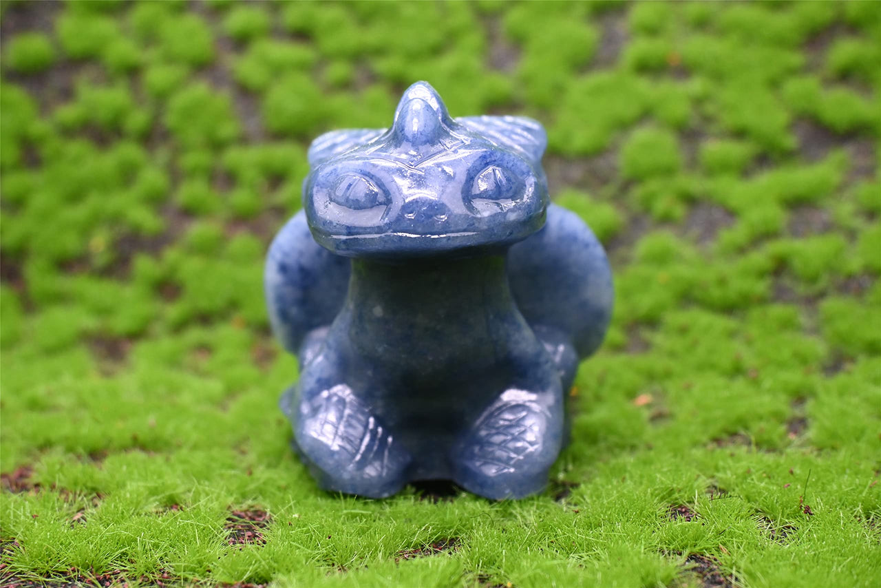 Anlingem Healing Crystal Stone Human Reiki Skull Figurine Statue Sculptures Labradorite Fly Dragon Crystal (Blue Aventurine) AL-Bats Blue Aventurine