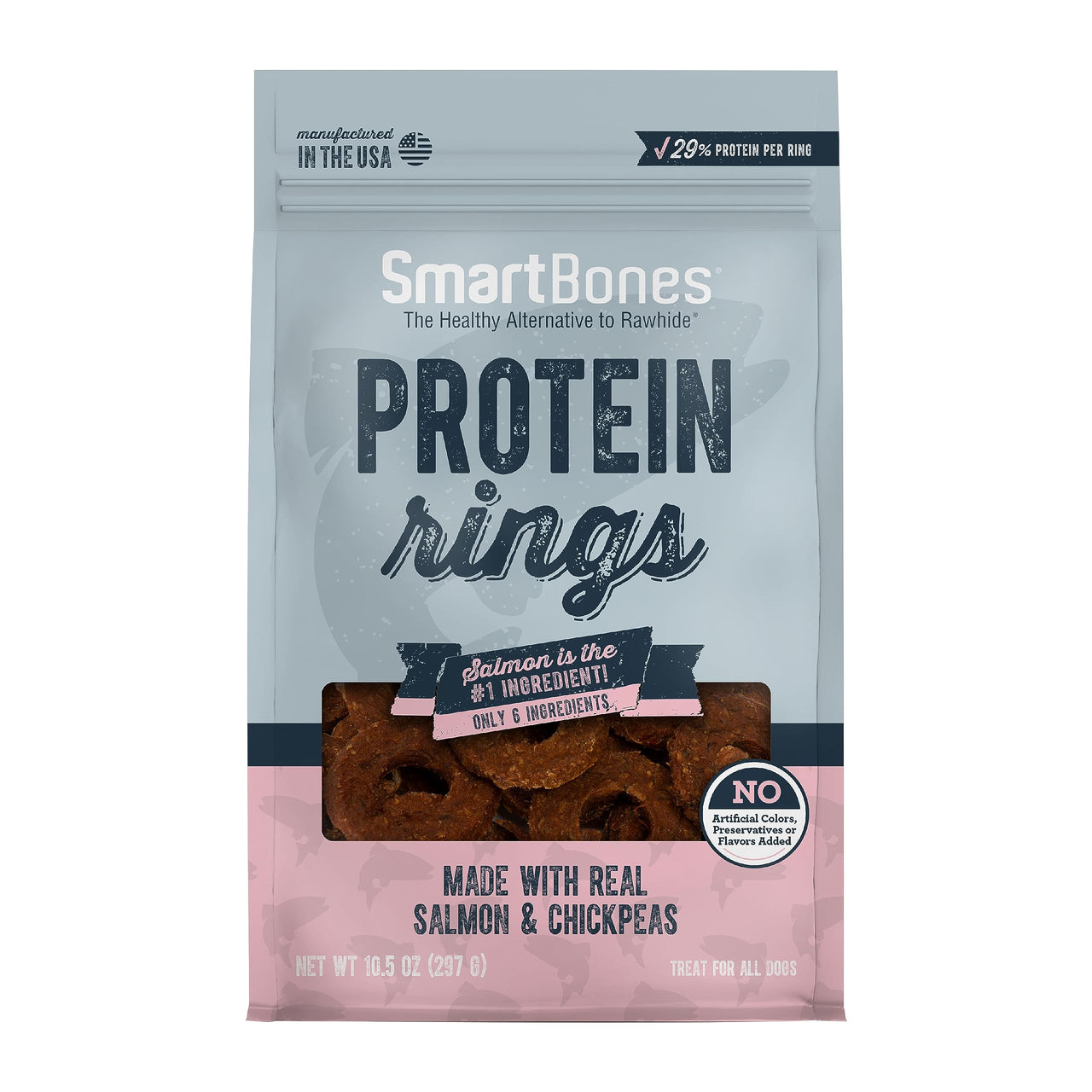 SmartBones Protein Rings with Real Salmon and Chickpeas, 10.5 OZ 10.5 Ounce (Pack of 1)