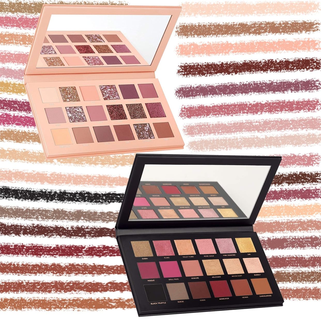 URBANMAC Nude and Rose Gold Eyeshadow Palette Combo, Shimmery Finish