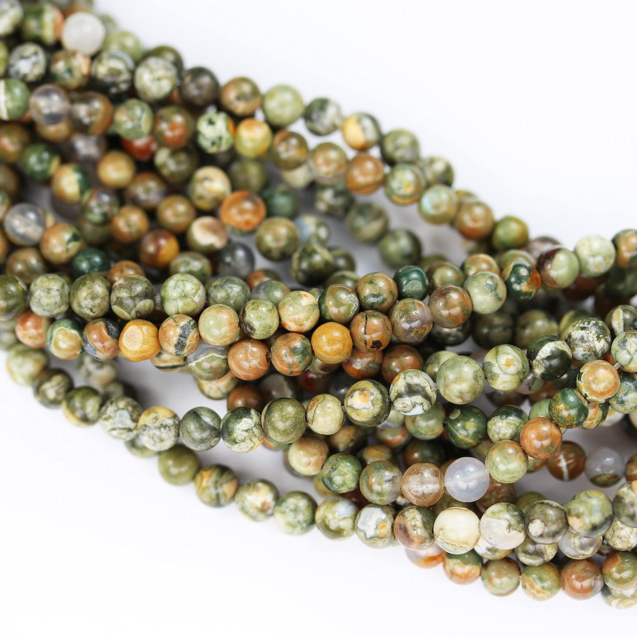 Real Crystals for Jewelry Making Energy Healing Crystals Jewelry Chakra Crystal Jewerly Beading Supplies Green Rhyolite 15.5inch About 58-60 Beads 6MM