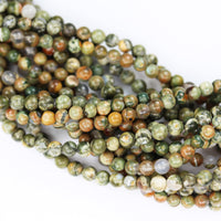 Real Crystals for Jewelry Making Energy Healing Crystals Jewelry Chakra Crystal Jewerly Beading Supplies Green Rhyolite 15.5inch About 58-60 Beads 6MM