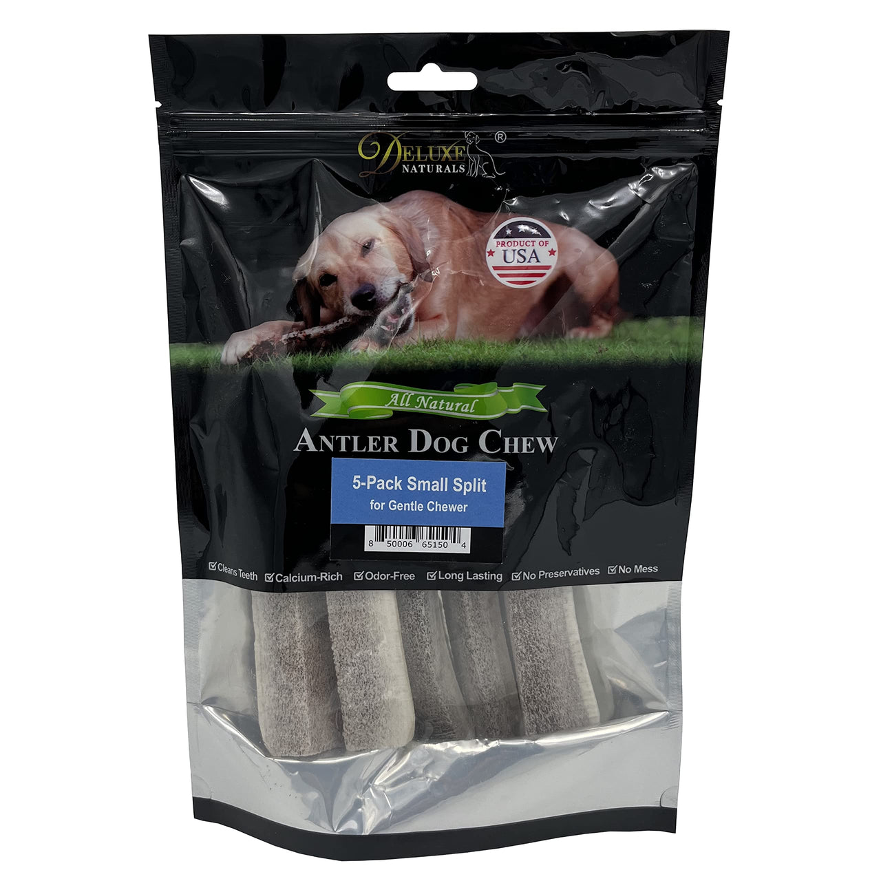 Elk Antler Chews for Dogs | Naturally Shed USA Collected Elk Antlers | All Natural A-Grade Premium Elk Antler Dog Chews | Product of USA, 5-Pack Small Split 5 Count (Pack of 1)