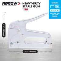 Arrow T50 Heavy Duty Staple Gun for Upholstery, Wood, Crafts, DIY and Professional Uses, Manual Stapler Uses 1/4, 5/16, 3/8