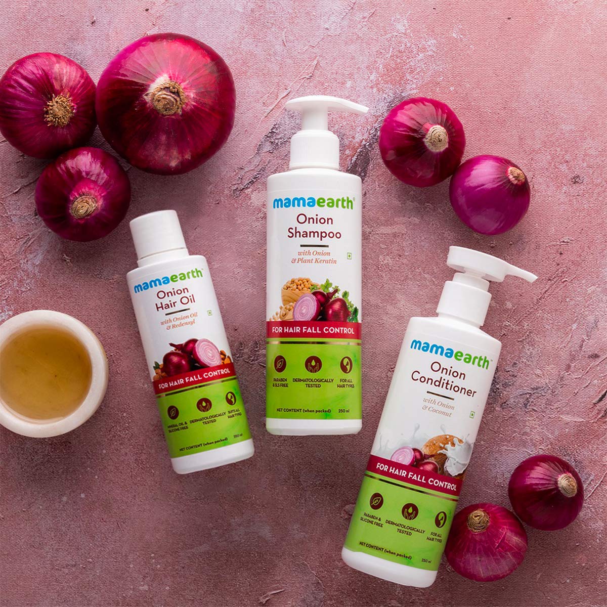 Mamaearth Anti Hair Fall Express Spa Range Hair Care Set with Onion Hair Oil + Onion Shampoo for Hair Fall Control 250ml