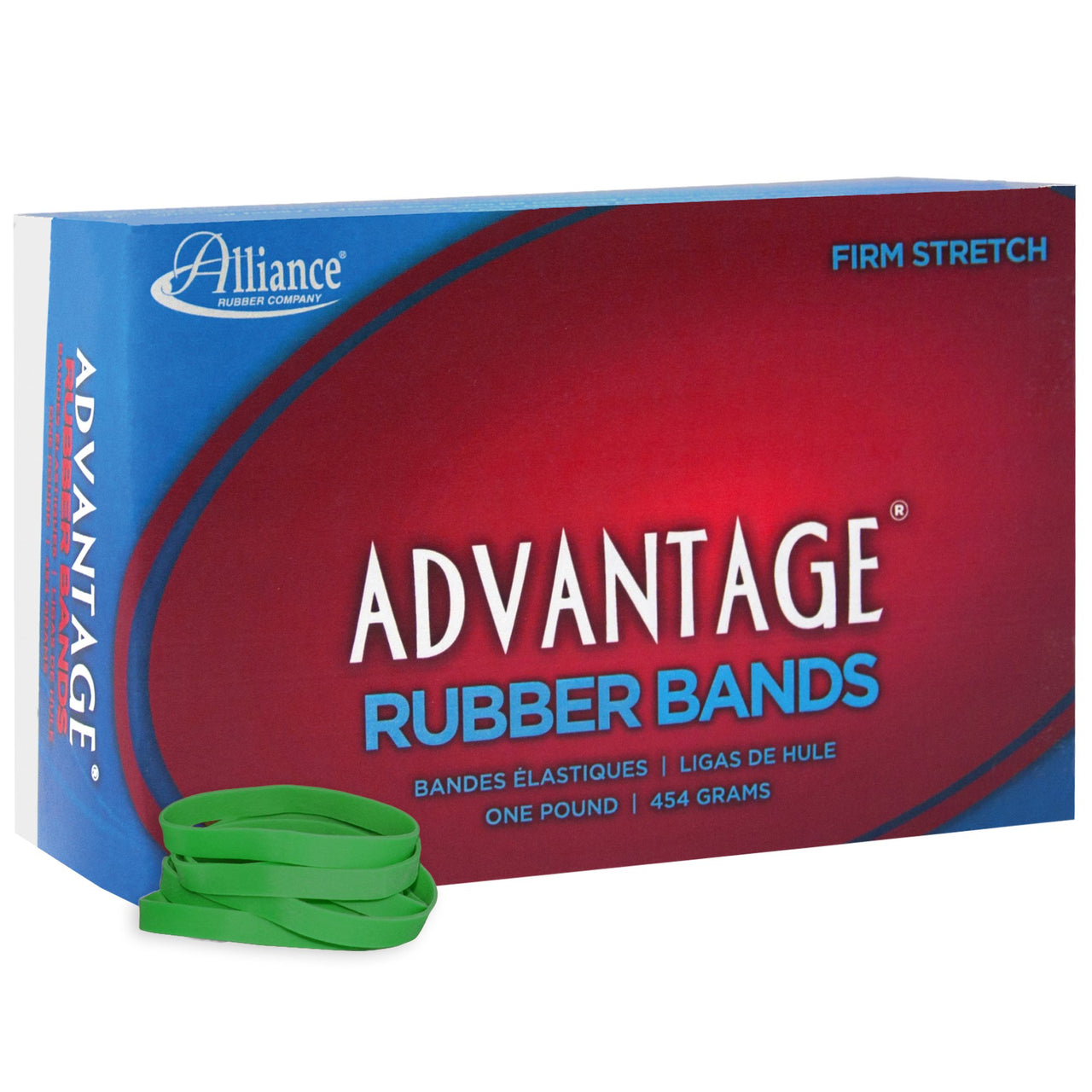 Alliance Rubber 66625 Advantage Rubber Bands Size #62, 1 lb Box Contains Approx. 450 Bands (2 1/2" x 1/4", Green)