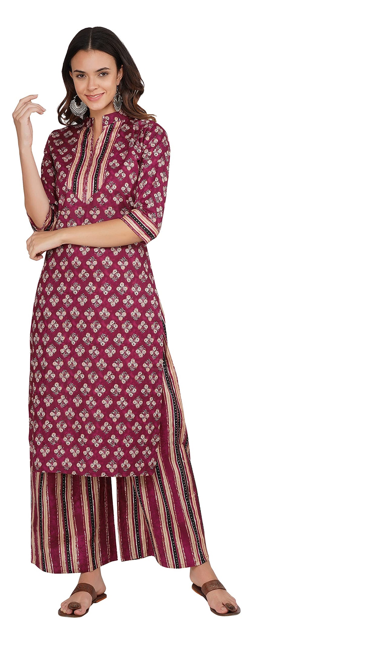 Ratan Women’s Cotton Readymade Salwar Suit Set. Printed Kurti Palazzo Set Latest