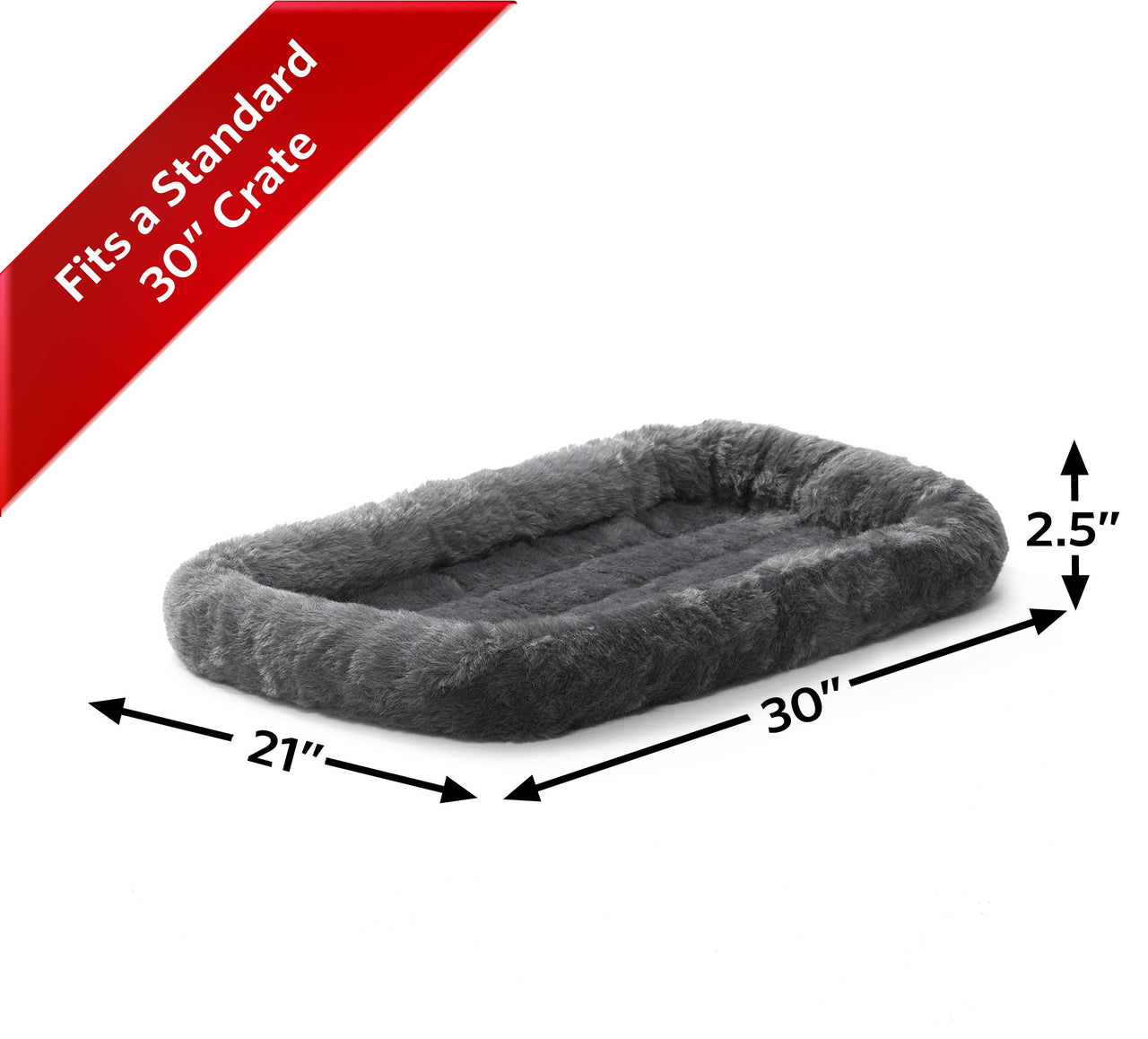 MidWest Homes for Pets Homest for Pets Bolster Dog Bed 30L-Inch Gray Dog Bed or Cat Bed w/ Comfortable Bolster | Ideal for Medium Dog Breeds & Fits a 30-Inch Dog Crate | Machine Wash & Dry