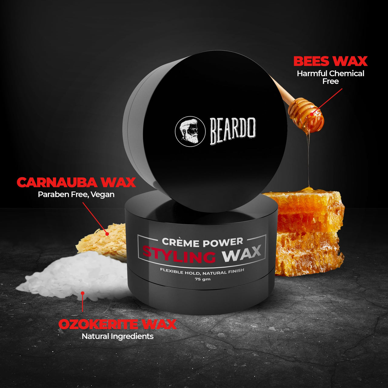 Beardo Creme Power Styling Wax, 75 gm | Cream Hair Wax Men | Crème Styling Wax | Volumizing Wax | Natural Finish | Hair Cream | Hair Wax for Non Stick, Smooth Hair