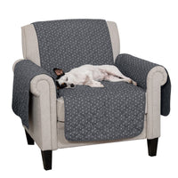 Furhaven Water-Resistant & Reversible Chair Cover Protector for Dogs, Cats, & Children - Quilted Polka Paw Living Room Furniture Cover - Gray, Chair Reversible Polka Paw Gray