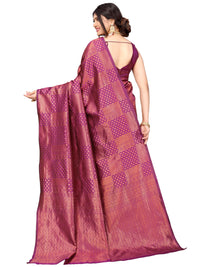 Satrani Women's Jacquard Poly Silk Saree With Unstitched Blouse Piece