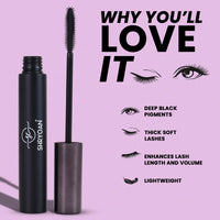 Shryoan Long-Lash Lengthening Jet Black Mascara | Water & Smudge Proof | Long Lasting & Boost Volume Mascara | Upto 18 Hours Stay ( 15 ml )