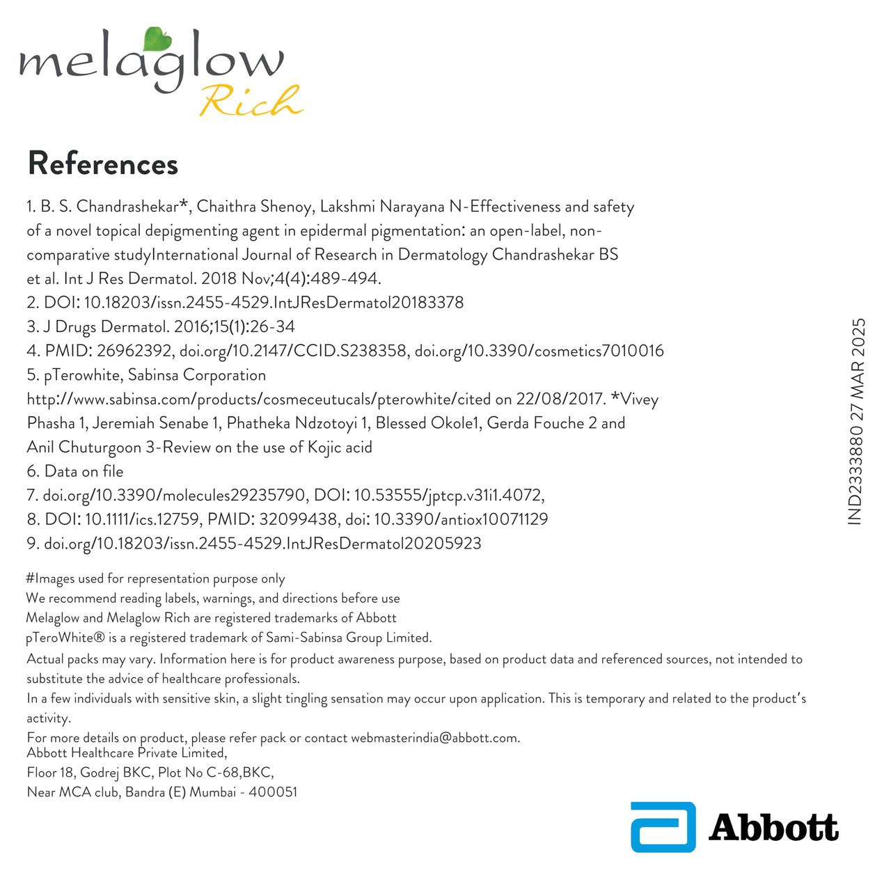 MELAGLOW Rich Depigmentation and Glow Restoration, Skin Brightening and Lightening Cream 20Gm, (Pack of1)