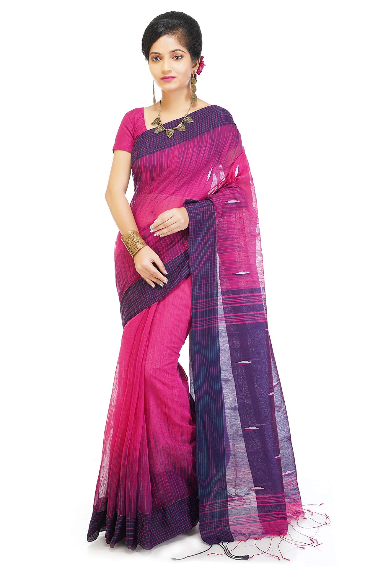 WoodenTant Women’s Ikkat Cotton Silk Saree