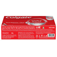 Colgate Visible White Toothpaste, Teeth Whitening Starts in 1 week, Safe on Enamel, Stain Removal Tooth Paste and Minty Flavour for Fresh Breath (200g + 40g, Combo Pack)
