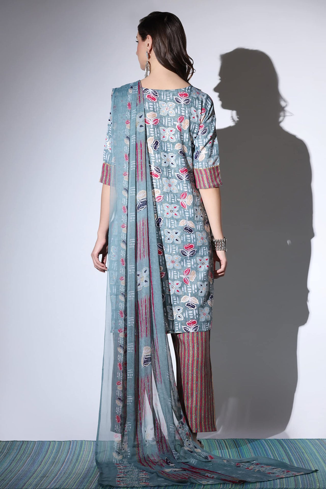 GRECIILOOKS Women's  Cotton Blend Printed Straight Kurta with Pant| A-line Kurta with Pant| Straight Printed Kurta with Pant