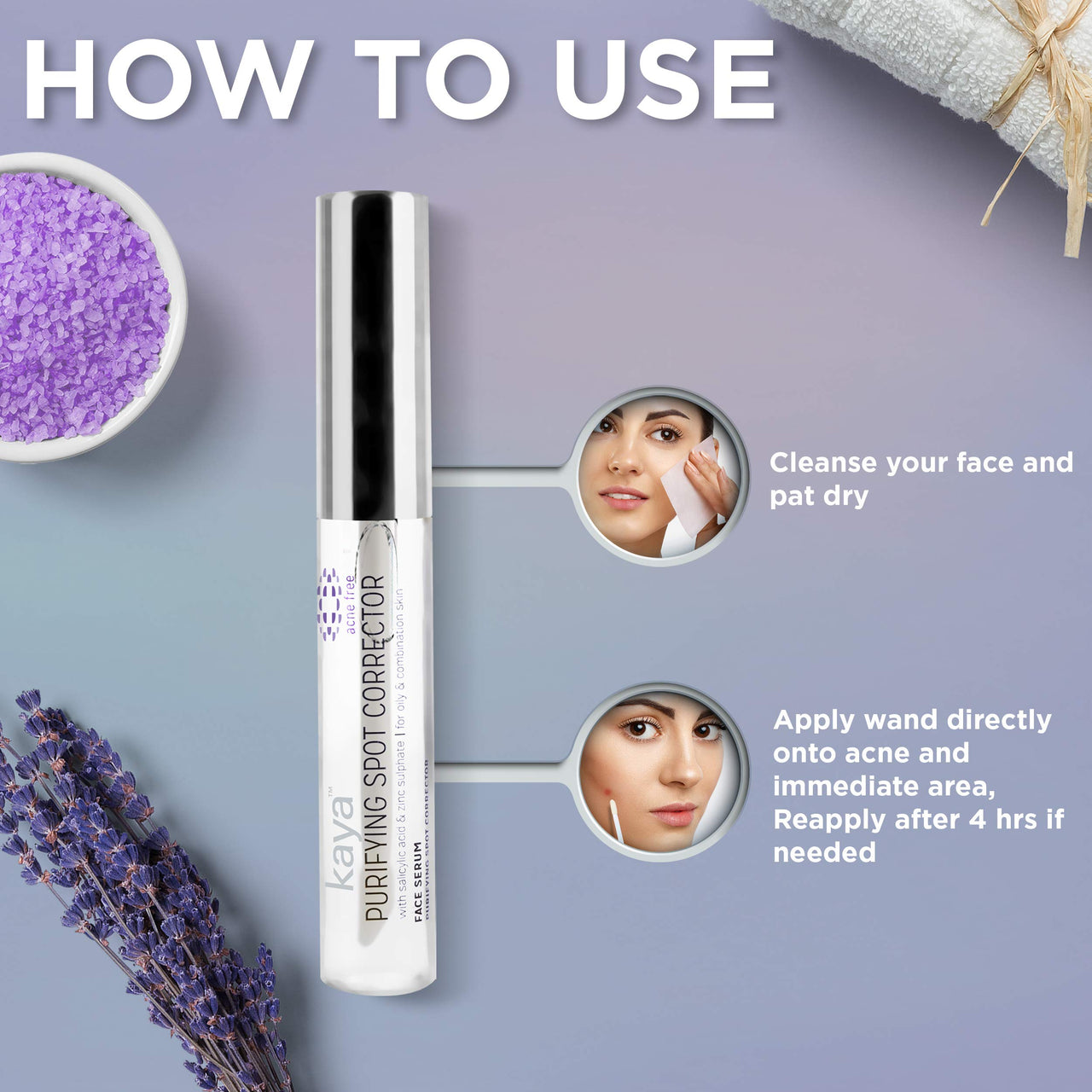 Kaya Clinic Purifying Spot Corrector for Acne- Skin with Zinc Sulphate, Salicylic Acid & Glycolic Acid Oil for Active Acne & Blemishes, 8ml