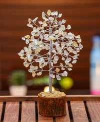 Citrine Chakra Tree of Life - Crystal Tree for Positive Energy, Handmade Gemstone Tree, Feng Shui Decor - Good Luck Money Tree Bonsai, Healing Crystals, Home Decoration, Spiritual Mystical Gift Citrine (Silver Wire)