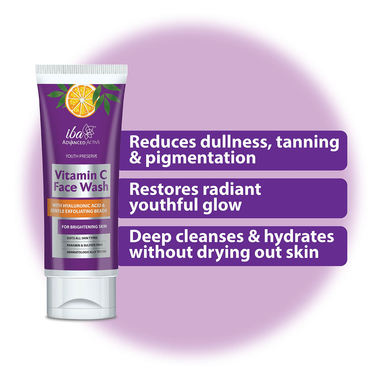 Iba Advanced Activs Vitamin C Face Wash + Skin Glow Power Serum Combo | No Sulfates & Parabens | For Glowing Skin | Halal Certified & Vegan