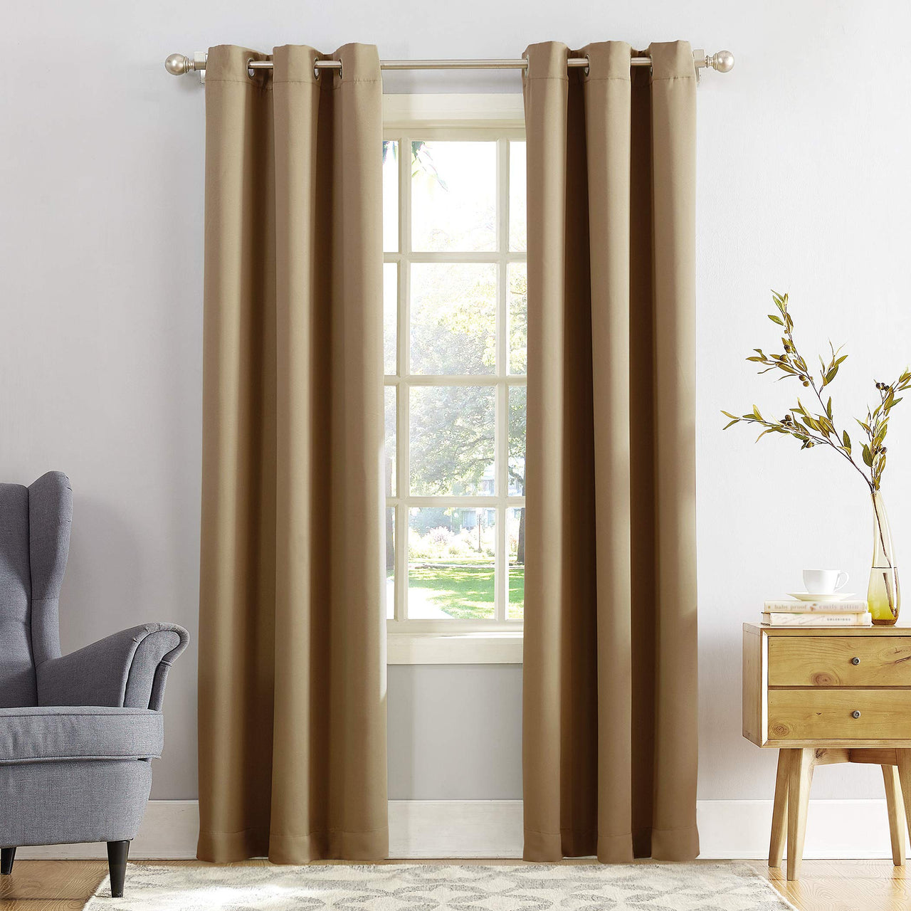 Sun Zero Easton Blackout Energy Efficient Grommet Curtain Panel, 40" x 95", Taupe(pack of 1) 40" x 95"