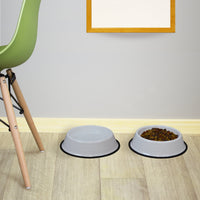 Platinum Pets 6.25 Cup Embossed Non-Tip Stainless Steel Dog Bowl, Pearl White Large