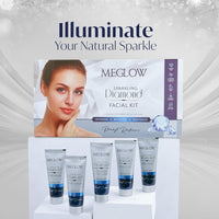 Meglow Beauty Combo for Women Pack of 3- Diamond Kit Facial Kit (105g) with with Complete 5 steps Facial System For Prompt Radiance || Gold Bleach Cream ((2)50g Each)