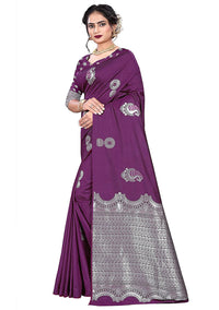 PANASH TRENDS Women's  Kanchipuram Banarasi Art Silk Saree with Blouse Piece