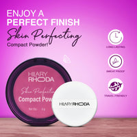 Hilary Rhoda Skin Perfecting Compact Powder | Oil Control & Matte Finish | Buildable Coverage | Blends Easily | Hides Imperfections | 6g (Nude Beige | Shade 04)