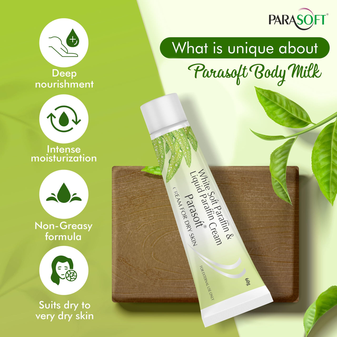 Parasoft Cream - Intense Moisturizer Nourishing Cold Cream & Winter Cream with Goodness of Aloe vera for Dry & Dehydrated Skin for Men & Women - 60gm (Pack of 2)