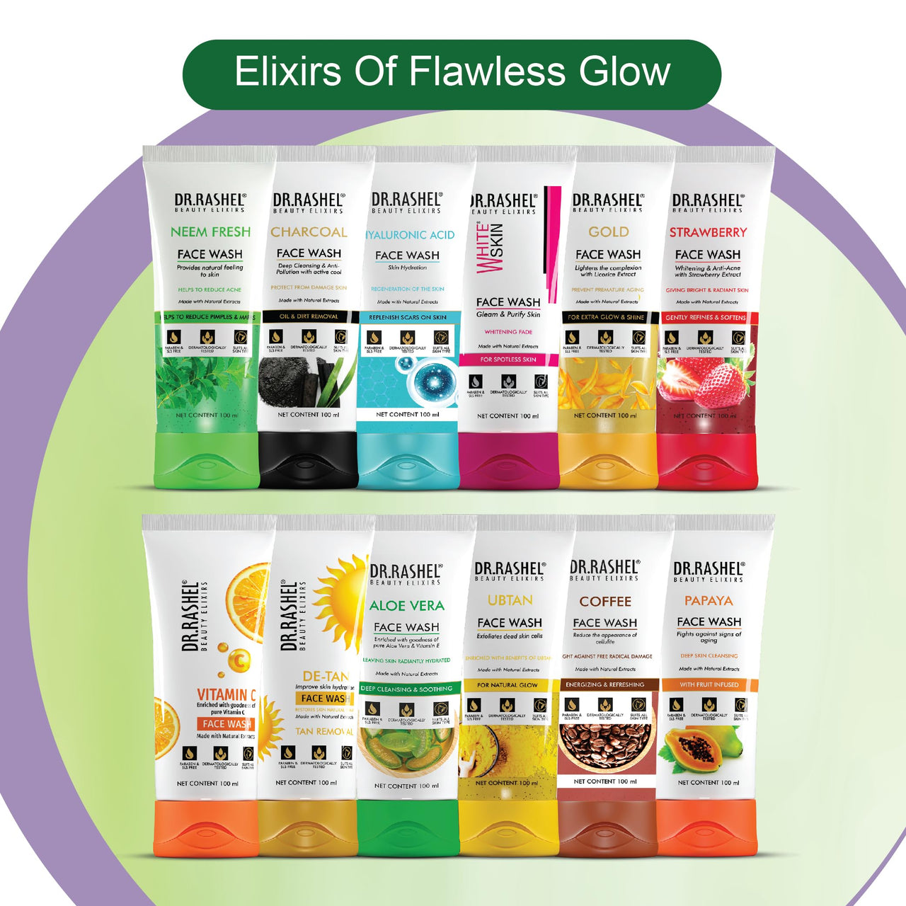 DR.RASHEL Aloe Vera Face Wash Enriched with Goodness of Pure Aloe Vera & Vitamin C with No Parabens, SLS, Silicones & Colour (100 ml)