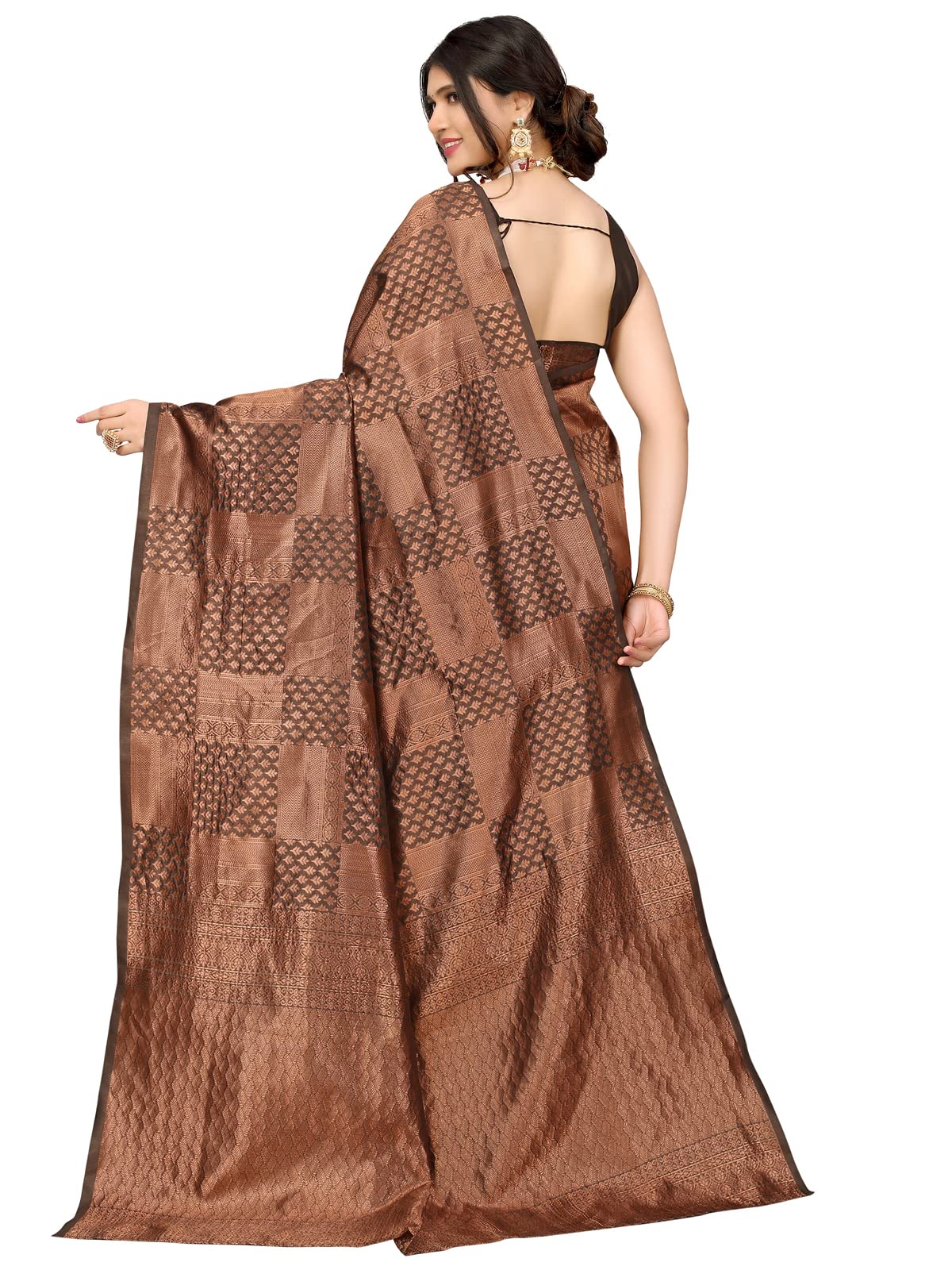 Satrani Women's Jacquard Poly Silk Saree With Unstitched Blouse Piece