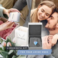 Leafael Women’s Silver Plated Infinity Love Heart Pendant Necklace with Birthstone Crystals, Jewelry Gifts for Her, 18 + 2 inch Chain, Anniversary Birthday Mother's  Necklaces for Wife Mom Girlfriend 18-Communication-Owyhee Opal Blue