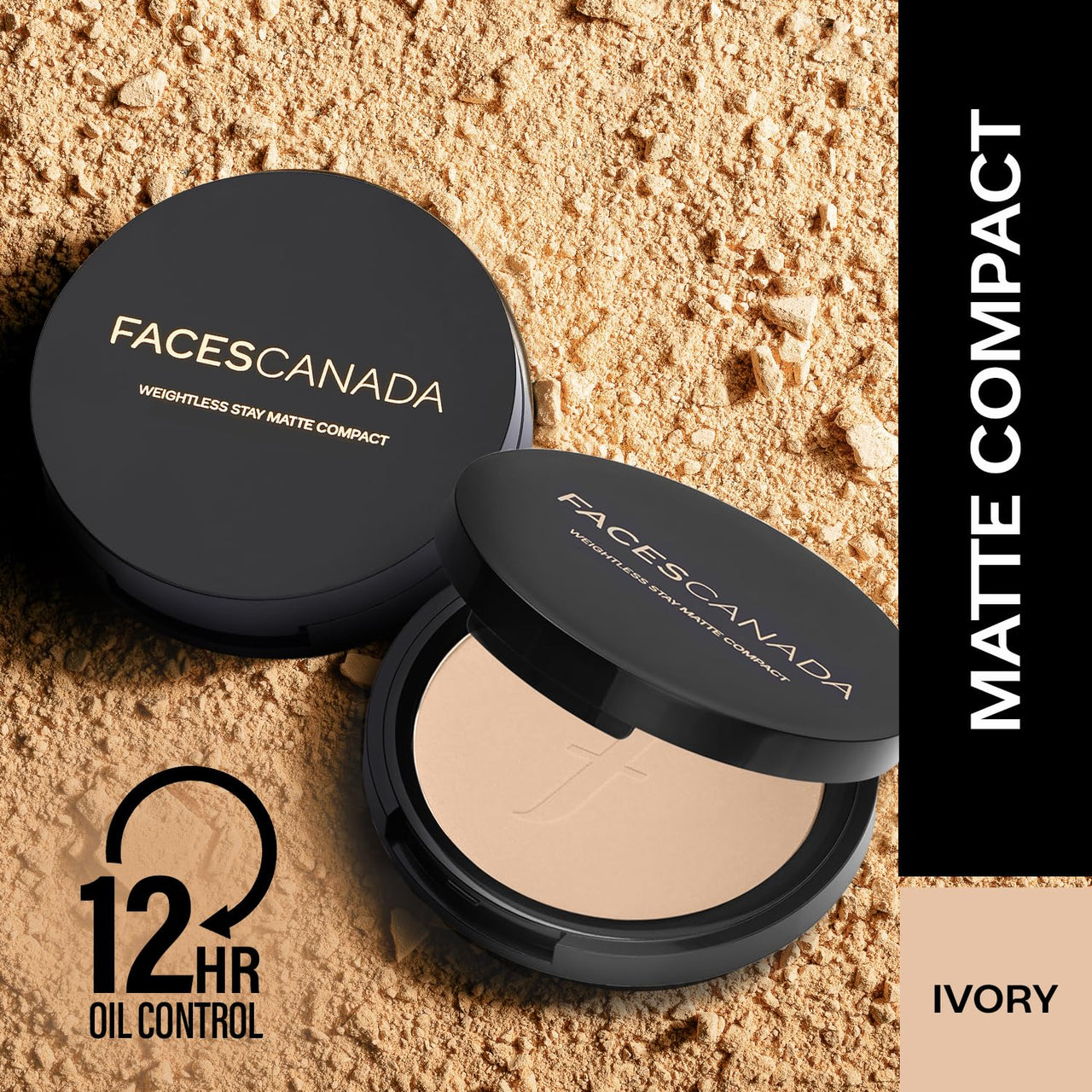 Faces Canada Weightless Stay Matte Compact Vitamin E & Shea Butter, Spf-20 Ivory 01, 9 g And Faces Canada Weightless Matte Finish Foundation, Mini - Ivory, 18 ml