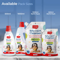 LuvLap Baby Liquid Cleanser Refill pack- 500ml, For cleaning feeding bottle, cutlery, toys, fruits & vegetables, Kills 99.9% Germs, pH Balanced Dermatologically tested formula, No harsh chemicals