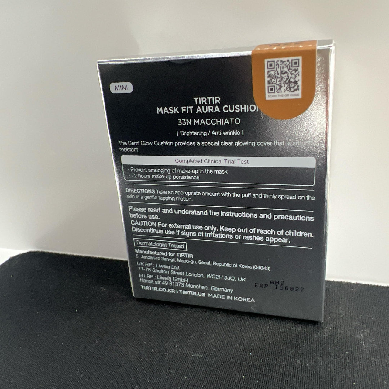 TIRTIR Mask Fit Aura Cushion Foundation, Full coverage, Skin fit, Satin Glow Finish, Korean Cushion Foundation #33N MACCHIATO, 4.5g