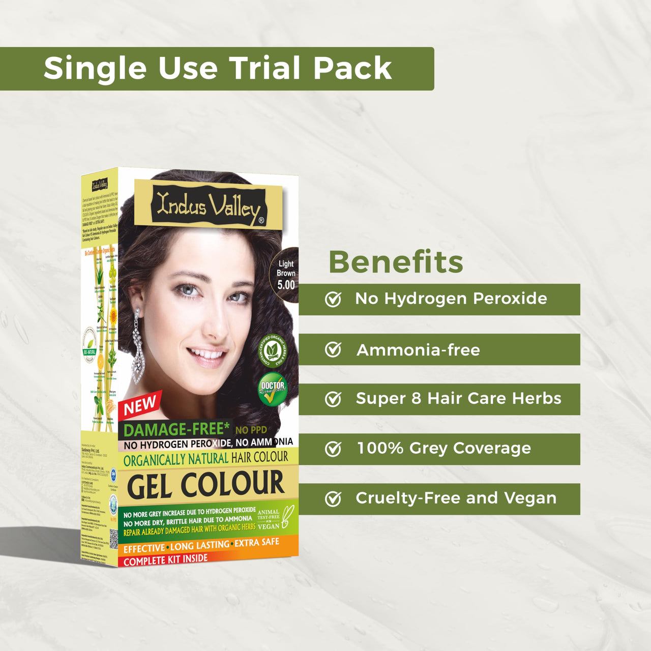 INDUS VALLEY Hair Color Trial Pack | Light Brown With Hair Ultima Spa (175 ml)