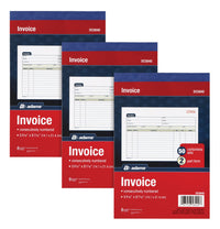 Adams Invoice Book 3 Pack, 2 Part Carbonless Invoices, Horizontal Sales Slip, 5-9/16 x 8-7/16 Inches, 50 Sets per Book (DC5840-3)
