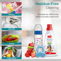LuvLap Baby Liquid Cleanser 500ml, For cleaning feeding bottle, cutlery, toys, fruits & vegetables, Kills 99.9% Germs, pH Balanced Dermatologically tested formula, No harsh chemicals, Bio-degradable