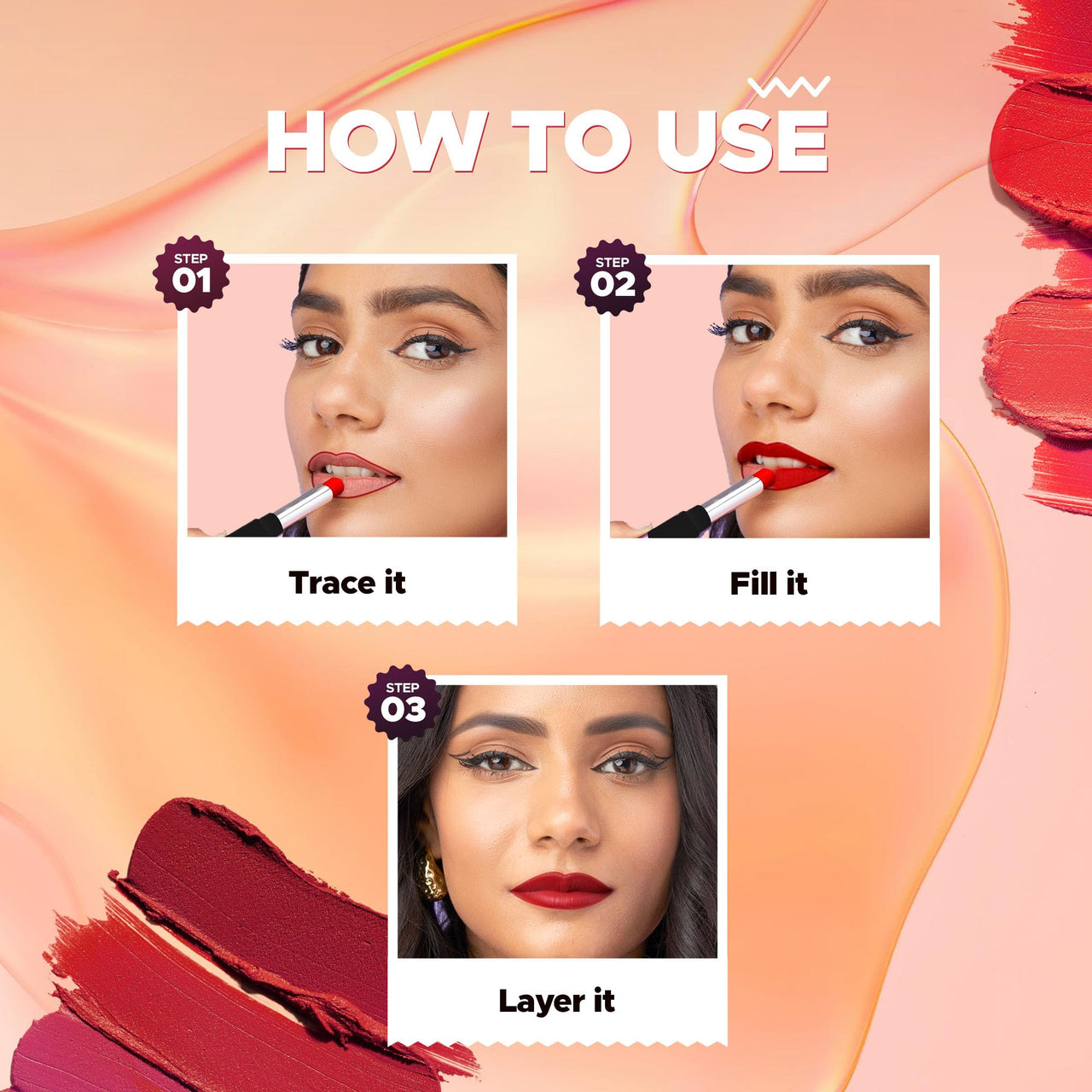 Hilary Rhoda Power Stay NonTransfer Lipstick | Matte Finish | Infused with Vitamin E & Shea Butter | Lightweight & Highly Pigmented | Glides Easily & Smudge-Proof |3.2g (Rebel Red - Shade 15)
