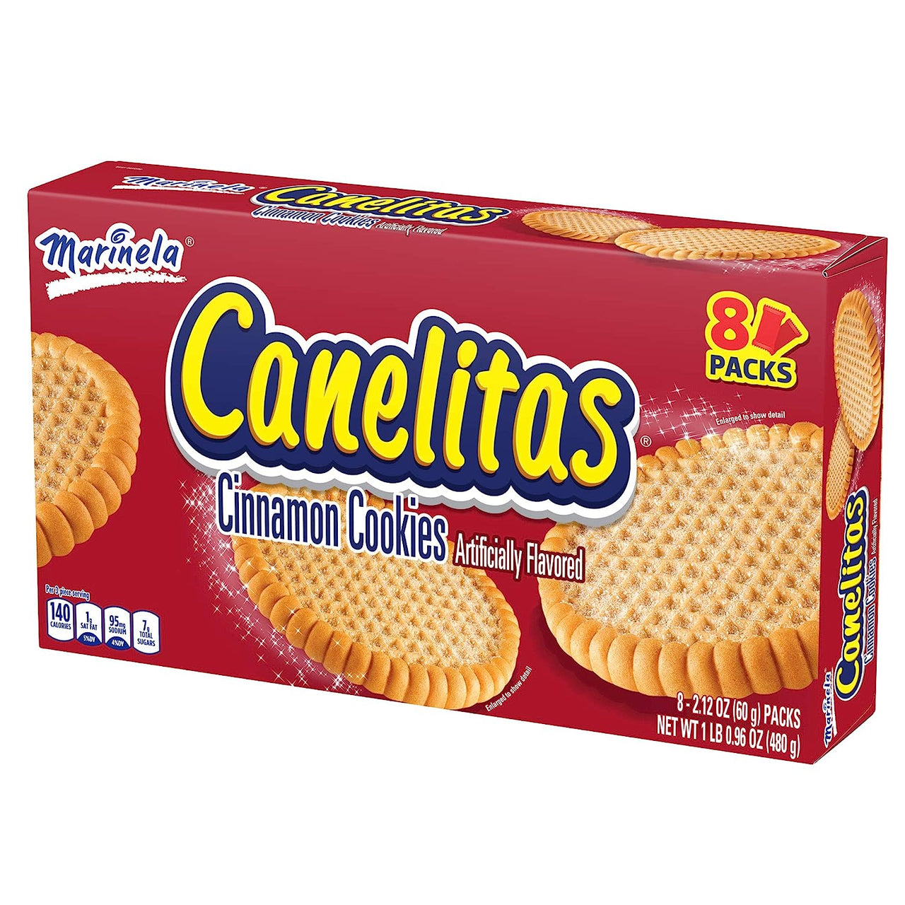 Marinela Canelitas Crispy Cinnamon Cookies, 8 packs per box, 16.96 Oz