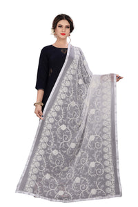 AKSHAR LLC Miss India Women's  Chiffon Dupatta With Karachi Embroidery Work